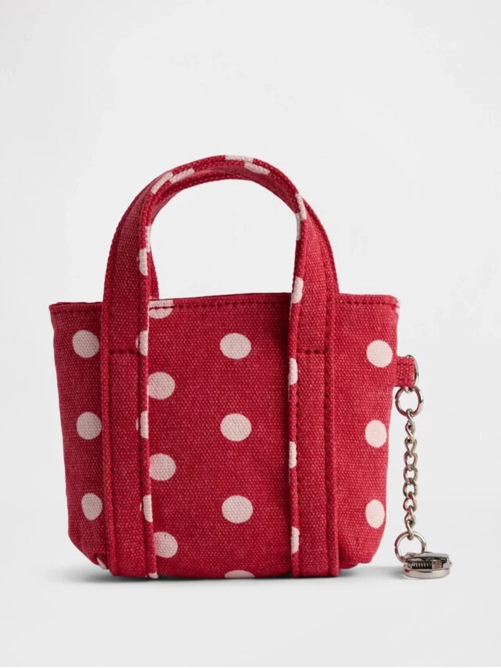 NWT GAP Red Polka Dot Mini Tote Keyring Charm